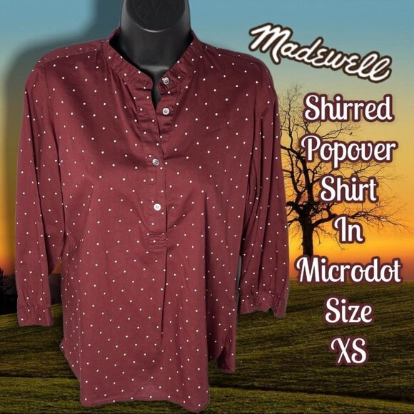 MADEWELL Shirred Popover Top in Microdot Size Extra Small - Picture 2 of 13